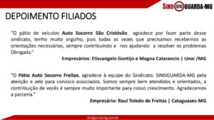 Estamos divulgando nossa apresentação e conquistas nesses oito anos de existência.Vejam também alguns depoimentos de pátios ja filiados e venham somar conosco,no objetivo que e defender os interesses de todos os pátios de Minas Gerais.Quem se filiar nos próximos 60 (Sessenta) dias estará isento da taxa de adesão.FILIEM-SE,PRECISAMOS DE VOCÊS,pois, JUNTOS SOMOS FORTES !!! 11