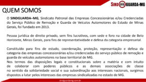 Estamos divulgando nossa apresentação e conquistas nesses oito anos de existência.Vejam também alguns depoimentos de pátios ja filiados e venham somar conosco,no objetivo que e defender os interesses de todos os pátios de Minas Gerais.Quem se filiar nos próximos 60 (Sessenta) dias estará isento da taxa de adesão.FILIEM-SE,PRECISAMOS DE VOCÊS,pois, JUNTOS SOMOS FORTES !!! 1